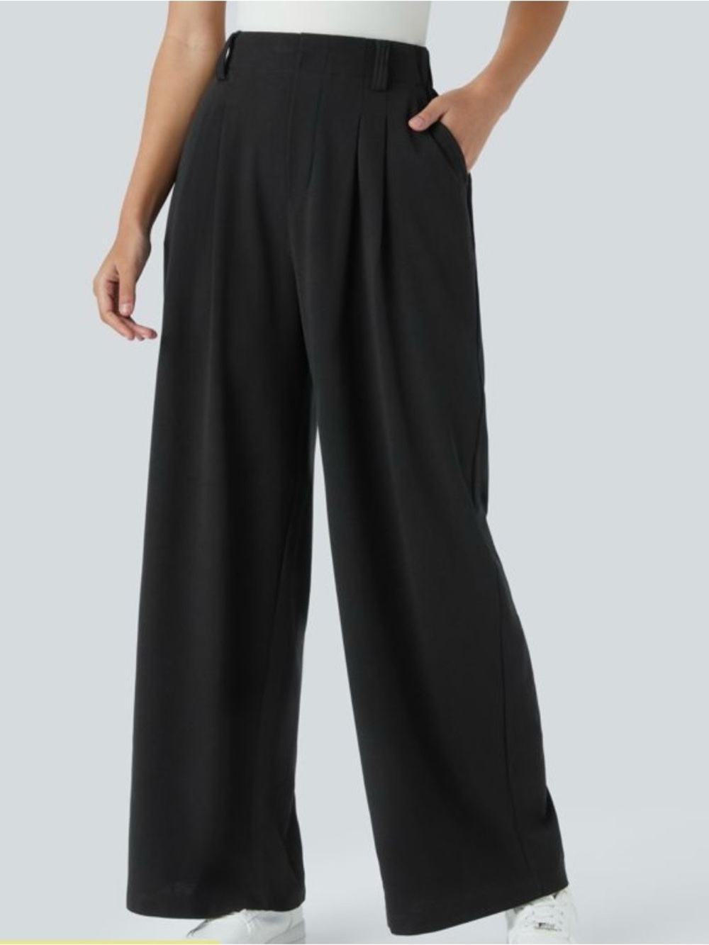 Halara Flex™ High Waisted Pocket Wide Leg Waffle  Pants small black